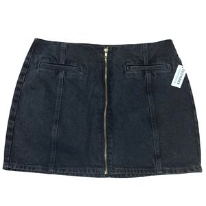 Old Navy Black Denim Mini Skirt Size 10 Mid Rise Zip Front NWT
